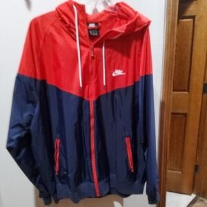 Nike Men's Bold Red and Navy Windbreaker